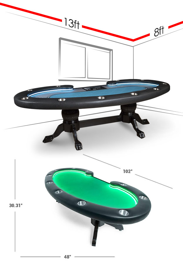 La mesa de póquer personalizada Lumen HD – Poker Chip Lounge