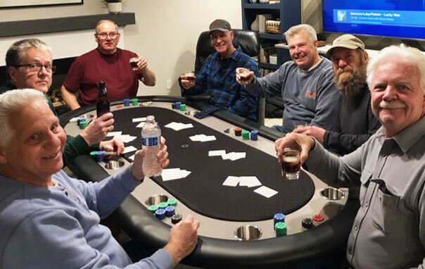 Customer photo of a BBO Poker Table in a game room with drinks