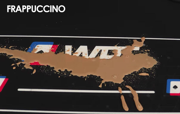 Frappuccino spill test on BBO Poker Table