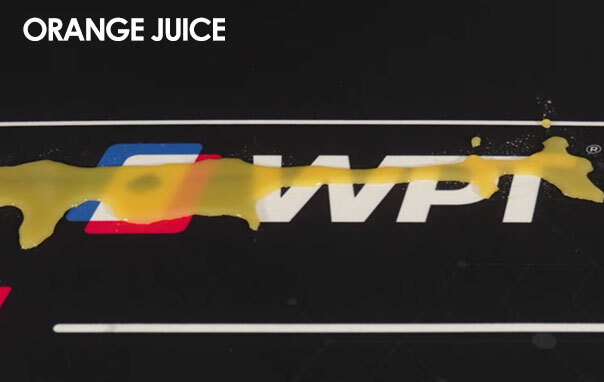 Orange Juice spill test on Poker Table