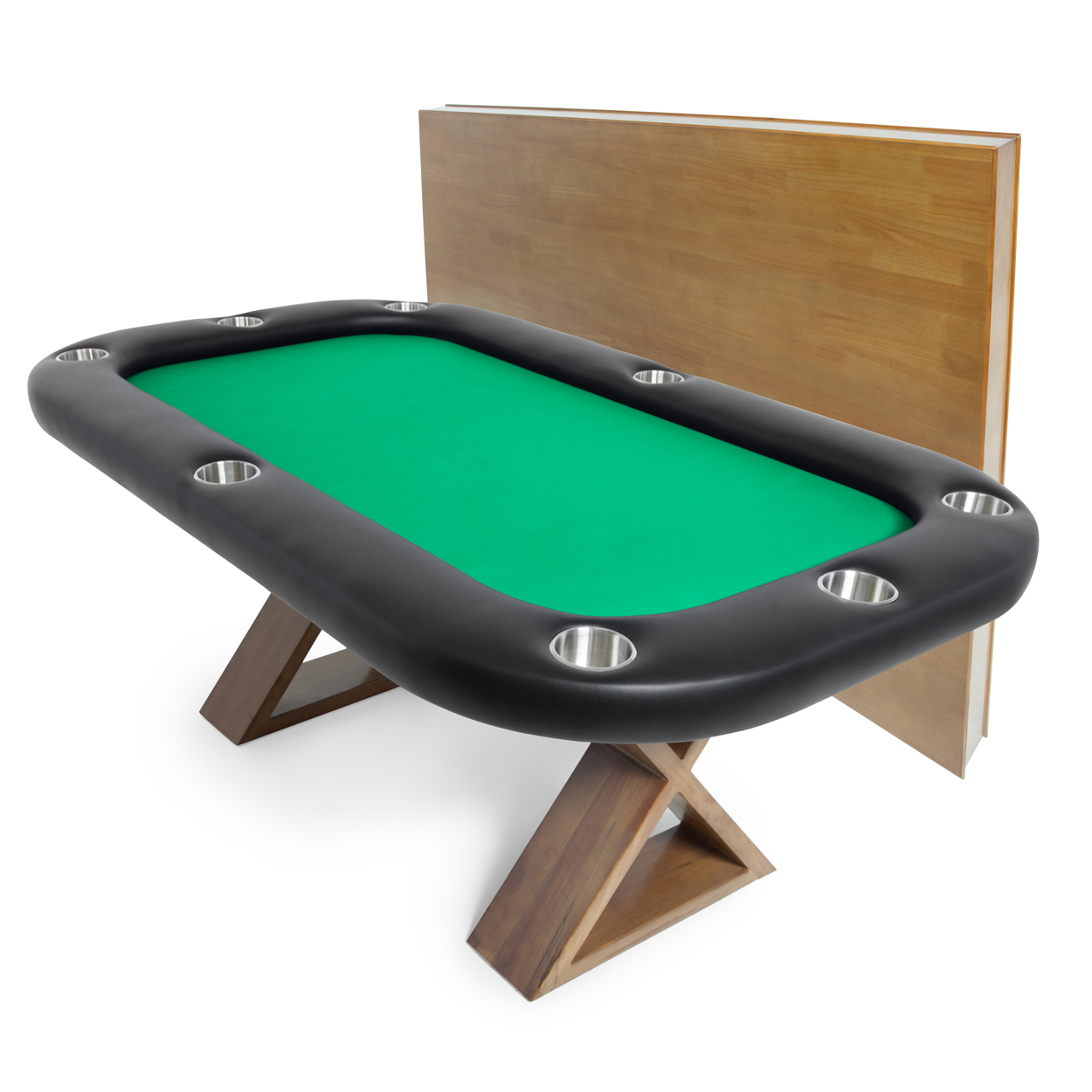 Helmsley Poker Table with Full Armrest (Black Wood)-Includes Free Matching Dining Top