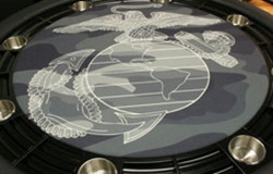 BBO Nighthawk poker table with custom graphic playing surface